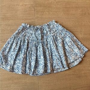 100% Cotton Blue Floral Tiered Ruffle Mini Skirt XS preppy, costal, spring, boho